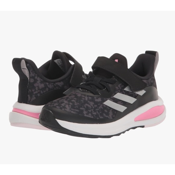 adidas Other - Adidas Fortarun Running Shoe Black Silver Metallic Bliss Pink Kids Sneakers 3